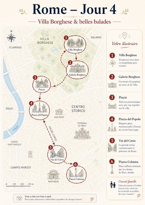 Itinéraire de voyage à Rome généré avec l'IA